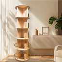 Rotating Bookshelf,360 Display Round 5 Tier Floor Standing Bookcase Storage Rack,Wood Spinning Bookshelf Tower for Bedroom,Living Room