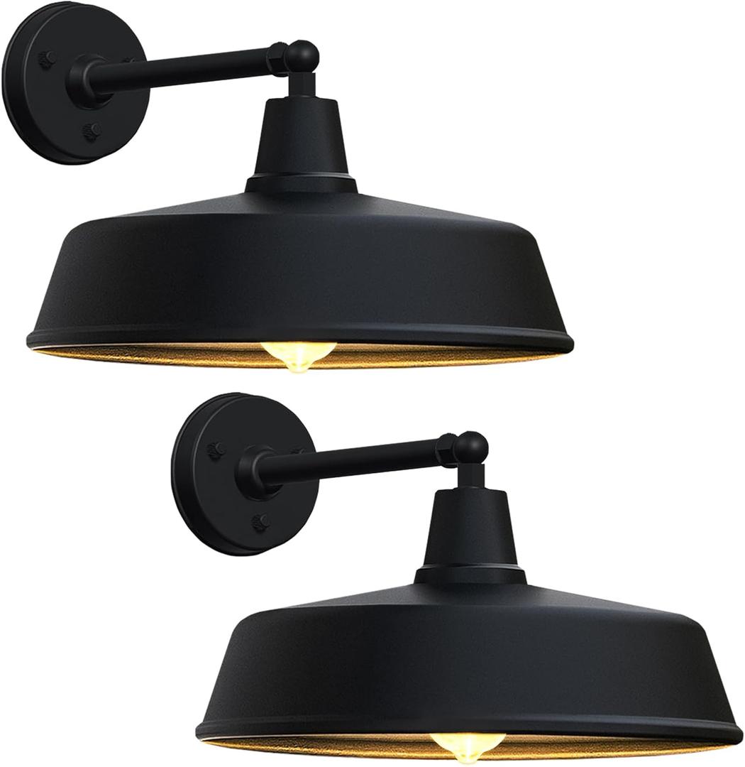 JOESA 18" Oversized Outdoor gooseneck barn Light, Traditional Country Style Wall-Mounted Light Fixture, Perfect for Home, Porch, Garage and Other Outdoor Places (2-Pack)