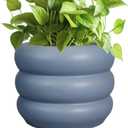 SQOWL Ceramic Pot for Plants - 8 Inch Plant Pot with Drainage Hole Planter for Indoor Plants Outdoor Flower Pot Decorative Plant Pot Unique Planter for Room Decorations Gray