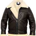 B3 Bomber Jacket Aviator Real Shearling B3 Bomber Jacket Winter (XX-Large, Brown)