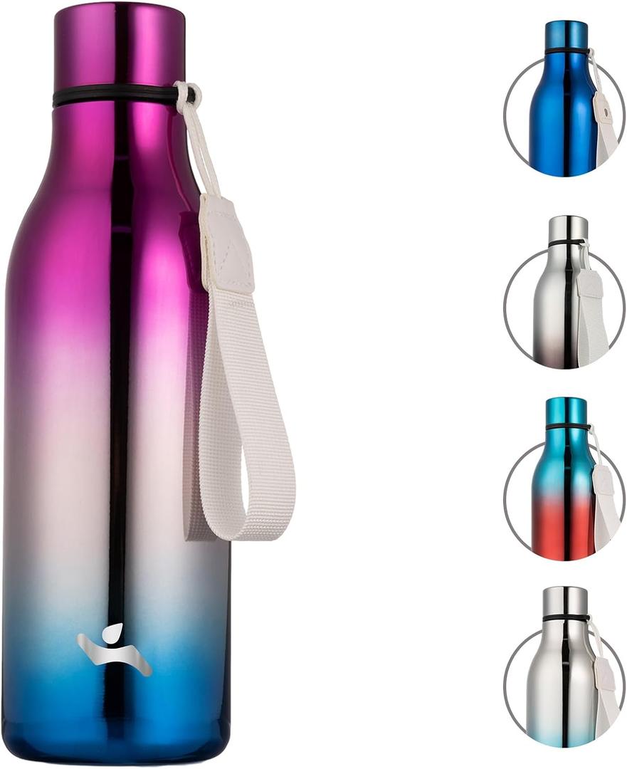 Konokyo Insulated Water Bottle with Strap,18 oz Double Wall Stainless Steel Vacuum Bottles Metal Water Flask,Wonderland