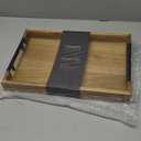 Fibogollo Acacia Wood Serving Tray with Metal Handles,15x10in Ottoman Decorative Trays Platter for Coffee Table,Living Room,Bar,Party(Medium) (Brown)