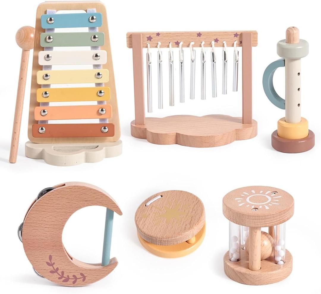 Baby Montessori Musical Instruments,Wooden Percussion Xylophone Musical Toys for Toddlers,Sensory Toys for 18+ Month Old,Kids Preschool Educational,Birthday Gift for Ages 2 3