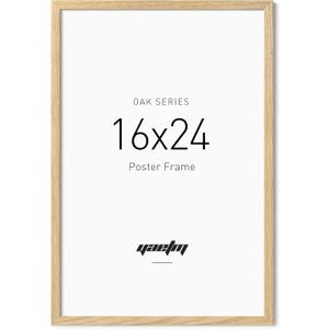 Yaetm Minimalist 16x24 Oak Wood Frame for Poster, Natural Solid Wood 16x24 Picture Frame for Wall, Lightweight, Wall Decor for Office, Gallery & Home (Single, Oak) (16x24 - 1 pack)