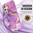 SHEDEER for Samsung Galaxy S24 Case with Glitter Camera Protector & Screen Protector, Samsung S24 Case Chic Anti-Yellowing Pattern, Shockproof Drop Protection Phone Cover S24 6.2'', Crystal Purple