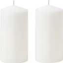 White Pillar Candle Set - 2 Unscented Decorative,Parties, Large Candles, White Candle Columns, Column Candles Clearance or Kwanzaa, 2.4" x 6" (2PC, 6cmX15cm)