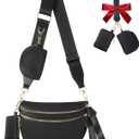 Cross Body Bag for Women Bum Bag Checkered Belt Bags Fanny Packs for Girls Travel Purse Fashion Waist Packs Crossbody Nylon Purse Trendy Shoulder Bags for Womens (One Size, Black)