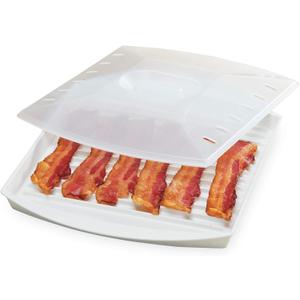 PrepSolutions Microwavable Bacon Grill, White  Nonstick, Easy-Clean Design, 1 Piece (Standard)
