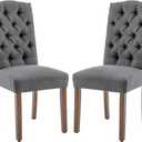 Tufted Upholstered Parsons Dining Chair Set Fabric Diner Accent Stylish Modern Kitchen Living Room with Button Sturdy Solid Wood Legs