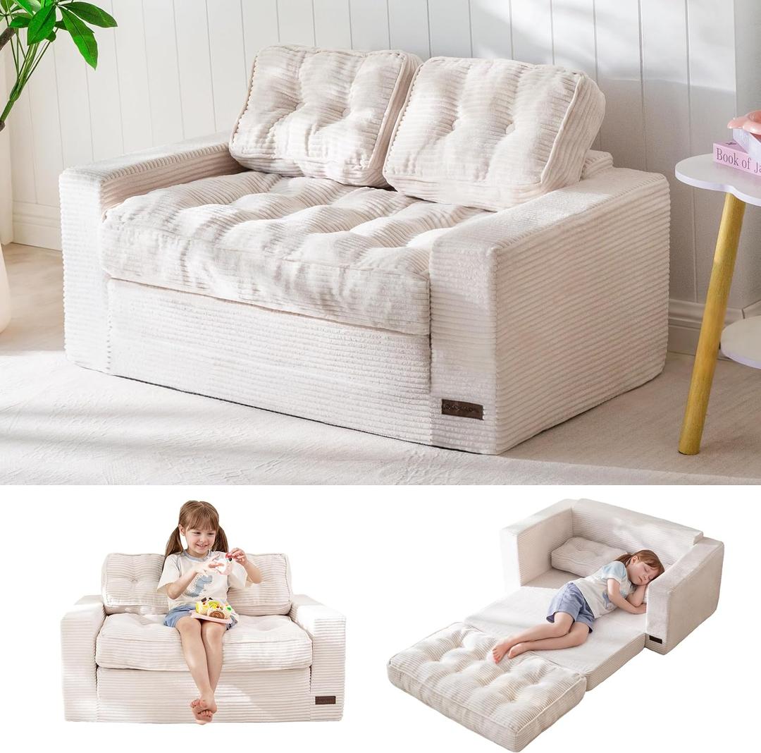 MAXYOYO Convertible Sofa Bed for Boys and Girls, Floor Kids Bean Bag Chair