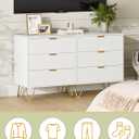 White Dresser for Bedroom, Modern Fluted 3 Drawer Dresser with Storage, Dresser Chest of Drawers with Gold Handles for Bedroom, Living Room, Closet, Hallway, 15.8" D x 23.6" W x 27.6" H