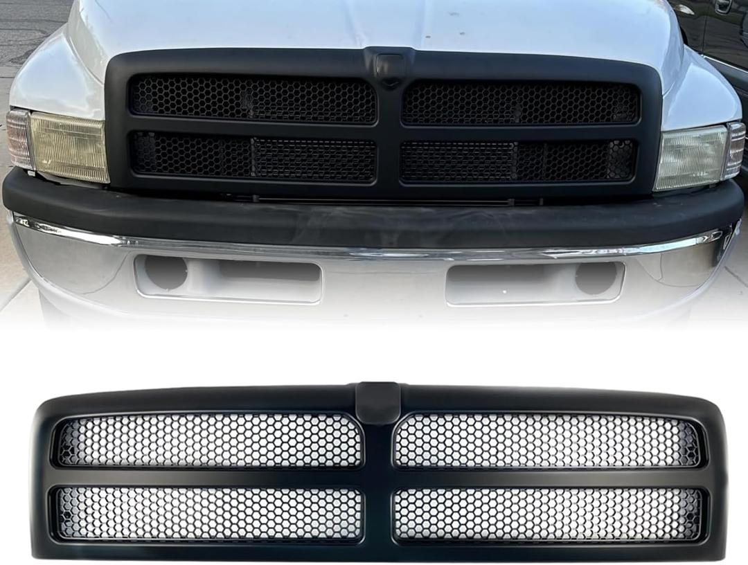 Front Mesh Grille for 1994-2002 Dodge Ram 1500 2500 3500 Pickup Truck Honeycomb Grill Insert (Black)