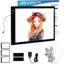 Rechargeable A2 Light Pad, Wireless Battery Powered Artist Tracing Light Box, 3 Colors/6-Level/Stepless Adjusted Brightness Large Light Board for Diamond Painting, Cricut Weeding Vinyl, Art