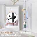 Coat Rack Freestanding, 56 to 125 inch Adjustable Tension Rod Hanger with 12 Hooks for Hanging Coat, Plant,Jacket, Hat, Scarf, Suitable for Living Room, Balcony, Kitchen Black