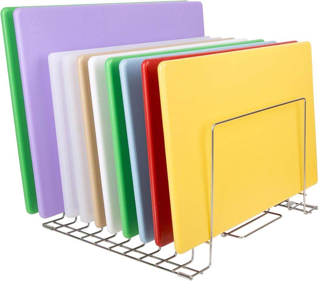 Thirteen Chefs Stainless Steel Cutting Board Rack - Ten 1" Slots fits Baking Sheets, Pans and Lids - Commercial Grade Organizer and NSF Stamped for Restuarants and Kitchens