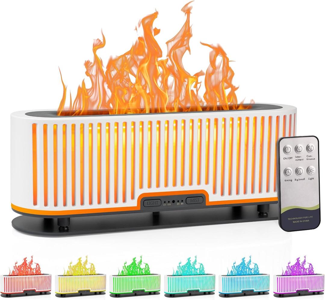 Colorful Flame Diffuser, Essential Oil Diffuser, 200ML Aromatherapy Oil Diffuser for Home, Large Room, Bedroom, Office with 7 Colors Light, Timer & Auto-Off(White) Colorful Flame Diffuser, Essential Oil Diffuser, 200ML Aromatherapy Oil Diffuser for Home, Large Room, Bedroom, Office with 7 Colors Light, Timer & Auto-Off(White)