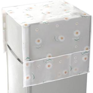 CREATCABIN Refrigerator Dust Cloth PVEA Dustproof Fridge Top Cover Multi-Purpose Washing Machine Waterproof Cover with Side Storage Pockets for Kitchen Appliance Protector Daisy Flower 51 x 21.3 Inch