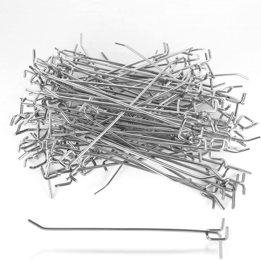 100Pack 8 Inch Pegboard Hooks, Pegboard Hook Organizer for Organizing Various Tools, Pegboard Metal Shelving Hooks Peg Board
