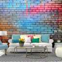 77" Wx55 H Self Adhesive Wallpaper Roll Paper Graffiti Wall Colorfuls and Pictures Peel and Stick Wallpaper Decorative Wall Mural Posters Home Covering Interior Film (Color3)