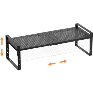 Multi-Functional Metal Shoe Rack,Expandable Adjustable Stackable Kitchen Organizer,Metal Shelf risers for cabinets, Kitchens,Closet and Bathroom(1Pack/Black/Large)