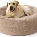 Bedsure SupportMax™ Calming Dog Bed for Extra Large Dogs - 45in Donut Washable Large Pet Bed, Anti-Slip ＆Removable Cover,420GSM Round Anti-Anxiety Fluffy Plush Faux Fur, Fits up to 100lbs Pets