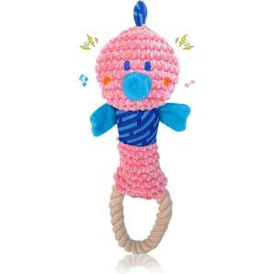 Squeaky Dog Toys for Medium Dogs - Durable Dog Toys for Aggressive Chewers to Keep Them Busy - Interactive Plush Chew Toy with Squeaker for Training Reward & Gift - Pink