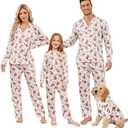 Christmas Matching Family Clothing Sets Couple Xmas Holiday Long Sleeve Shirt Pants Set, Women L