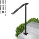 SPACEEUP handrails for Outdoor Steps Railing for Stairs,1-3 Steps Handrail, Black Steel Railing Round Type Stair Handrail for Stairs Railing with Expansion Bolts & Drill Bit