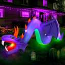 12ft Halloween Inflatable Dragon Decorations,Open Mouth and Sharp Teeth Outdoor Giant Purple Decorations,Built-in 7 LEDs Blow Up Dragon Inflatables for Yard, Lawn & Garden Internal Lights