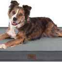 Outdoor Orthopedic Dog Bed, Waterproof Dog Bed for Large Dogs 36x27 Inch, Egg Crate Foam Pet Mat with Washable Removable Oxford Cooling Cover, Grey