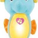 Fisher-Price Baby Musical Toy Soothe & Glow Seahorse, Blue Plush Sound Machine with Lights for Developmental Play Newborns 0+ Months