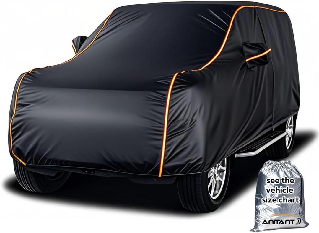 Lightweight Car Cover Waterproof All Weather Winter Snow SUV Covers Full Exterior Cover Fit SUV Toyota Highlander Honda Pilot BMW X5 Under 201" (Size 10: SUV 3 (191" To 200"), Black(Air Pro))