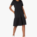 Amazon Essentials Women's Short-Sleeve Crewneck Tiered Dress L