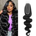 2x6 16 inch HD Lace Closure Human Hair Skin-like 0.1mm thin frontal 100% Virgin Hair pre plucked Natural Black Body Wave