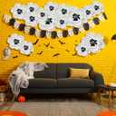 24 Set Halloween Decoration 6-12 Inch Large Poppy Flowers with Horror Props Artificial Crepe Paper Flowers Scary Props for Halloween Indoor Outdoor Wall Table Parties Backdrop Decor(White)