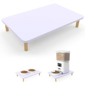 Wooden Elevated Cat Food Stand Raised Pet Feeding Table for Cats and Dogs, Compatible with Most Bowls & Automatic Feeders, Solid Wood Pet Food Platform L (15.7 * 9.5in)