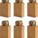100 Pack 5.8x3.2x8.25 Inch Brown Kraft Paper Gift Bags with Handles - Bulk Small Plain Natural Bags for Birthday Party Favors, Grocery, Retail Shopping, Wedding, Craft, Goody, Takeouts, and Business