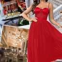 ChiaoLezhee Womens Sexy Maxi Corset Dress, Cocktail Prom Wedding Guest, Bridesmaid Formal Dresses for Women, Birthday Outfits, Red, Large