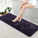 MIULEE Extra Thick Non Slip Bathroom Rug Shaggy Soft Bath Mat Plush Microfiber Absorbent Water for Shower Tub Machine Washable (Dark Purple, 16x48 Inches)