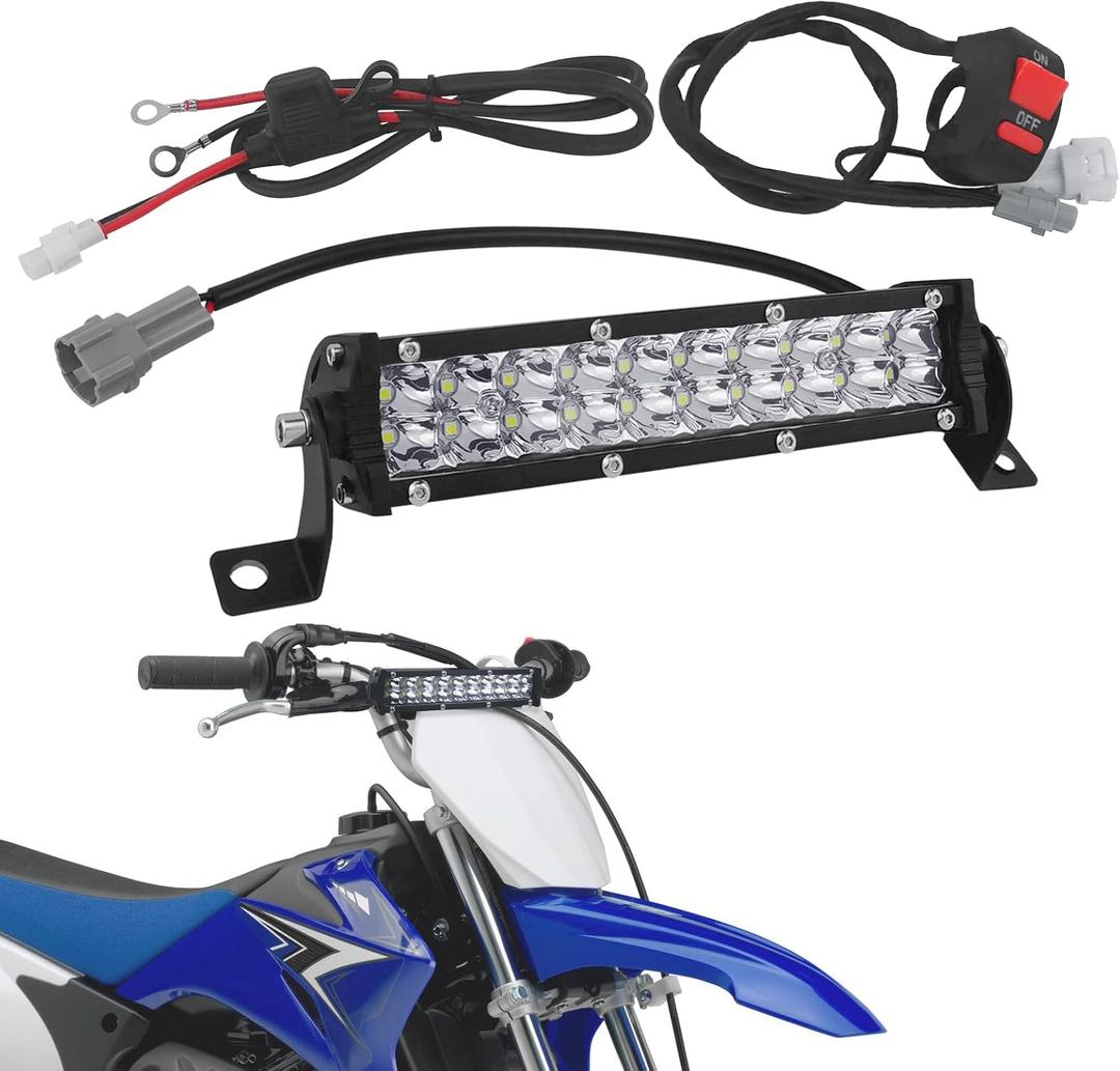 Light Bar Kit,60W Universal Dirt Bike Light Bar Compatible for Honda CRF110 CRF250R CRF450R for Yamaha TTR110 YZ125 for Suzuki RM85 for Kawasaki KLX110 KX250F KX450 Fit Most 7/8Handlebars