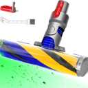 OTTWL V15 Fluffy Optic Cleaner Head Compatible with Dyson V8 V10 V11 V15 Cordless Vacuum Cleaners, Soft Roller Head with LED Green Light, Suitable for Thin Carpets, Hardwood Floor