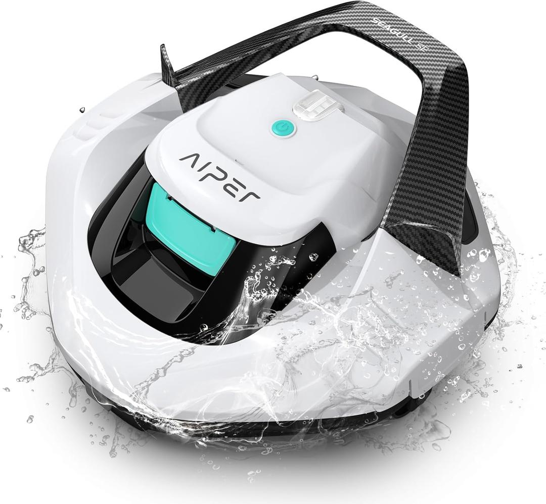 (2026 Upgrade) AIPER Seagull SE Cordless Robotic Pool Cleaner, Above Ground Pool Vacuum with LED Indicator, Lasts 100 Mins, Self-Parking, Ideal for Flat Pools up to 860 sq.ft, Pearl & Cyan