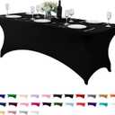 Spandex Table Cover for 8FT or 4ft or 6ft Table Universal Fitted Stretch Tablecloth for Party, Banquet, Wedding and Events-Black