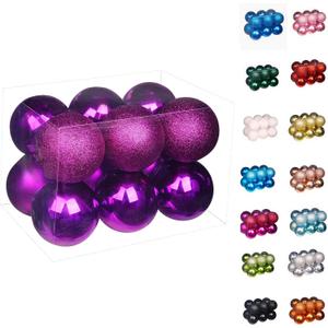 Emopeak 12Pcs Christmas Balls Ornaments for Xmas Christmas Tree - 4 Style Shatterproof Christmas Tree Decorations Hanging Ball for Holiday Wedding Party Decoration (Purple, 3.2"/8CM)