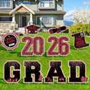 2026 Graduation Decorations Yard Signs 10PCS Red Congrats Grad Lawn Decorations with Stakes, Graduation Party Supplies, Large Outdoor Graduation Party Decor for High School & College