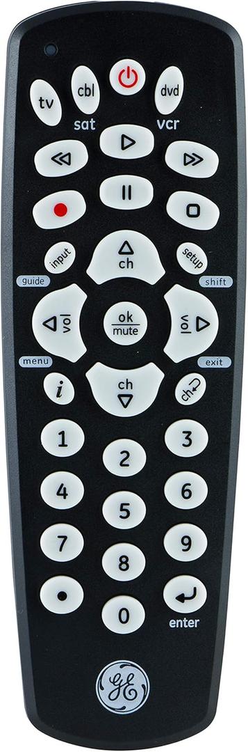 GE Universal Remote Control for Samsung, Vizio, LG, Sony, Sharp, Roku, Apple TV, RCA, Panasonic, Smart TVs, Streaming Players, Blu-ray, DVD, 3-Device, Black, 24991