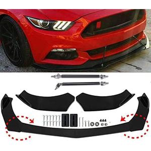 Universal Front Bumper Lip Chin Spoiler PP Front Bumper Lip Sopiler Wing Body with Adjustable 8"-11" Support Splitter Rod