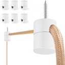 6 Pack Aluminum Swag Hooks for Ceiling Hanging, Swag Hook Super Load, White Ceiling Hooks for Hanging Lights, Ceiling Hook, Modern Ceiling Hooks for Pendant Light- Easy to Use (0.25'' Hole)