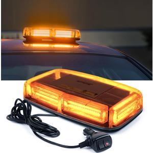 Xprite COB LED Amber Rooftop Strobe Beacon Lights w/Magnetic Base 19 Flashing Pattern, Safety Warning Caution Light for Emergency Construction Vehicles Snowplow Trucks Postal Mail Cars