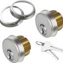 Brass Mortise Cylinder Lock Commercial storefront Door Lock Mortise cylinders Compatible with Adams Rite, Kawneer, and Vistawall deadbolts. Comes in, 2-Pack Silverwith Matching Keys.